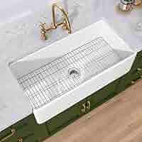 Checotfアイボリー36 TUKTUK White Farmhouse Sink 36 inch Fireclay Farm Sink Apron